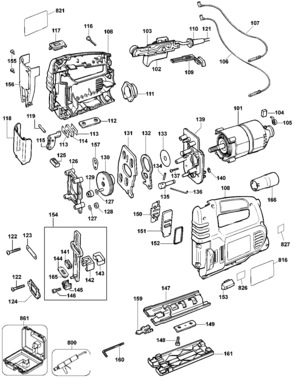 Default Diagram and Parts List for QP400K Type 1 Black and Decker Jig Saw
